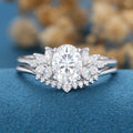 1.5Carat Oval cut Moissanite Cluster Engagement ring Bridal Set