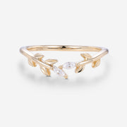Marquise Cut Moissanite | diamond leaf Curved Wedding Band Ring
