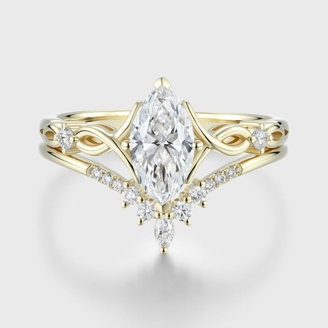 Marquise Cut Moissanite Engagement ring Diamond wedding Bridal Set