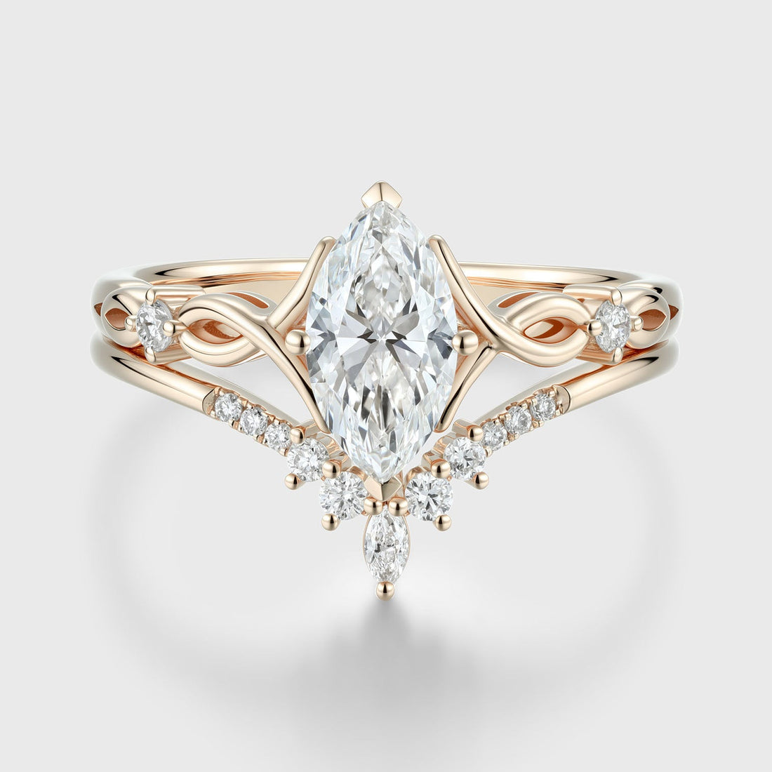 Marquise Cut Moissanite Engagement ring Diamond wedding Bridal Set