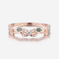 Marquise Moss Agate Matching Moissanite Wedding Band
