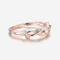 Marquise Moss Agate Matching Moissanite Wedding Band