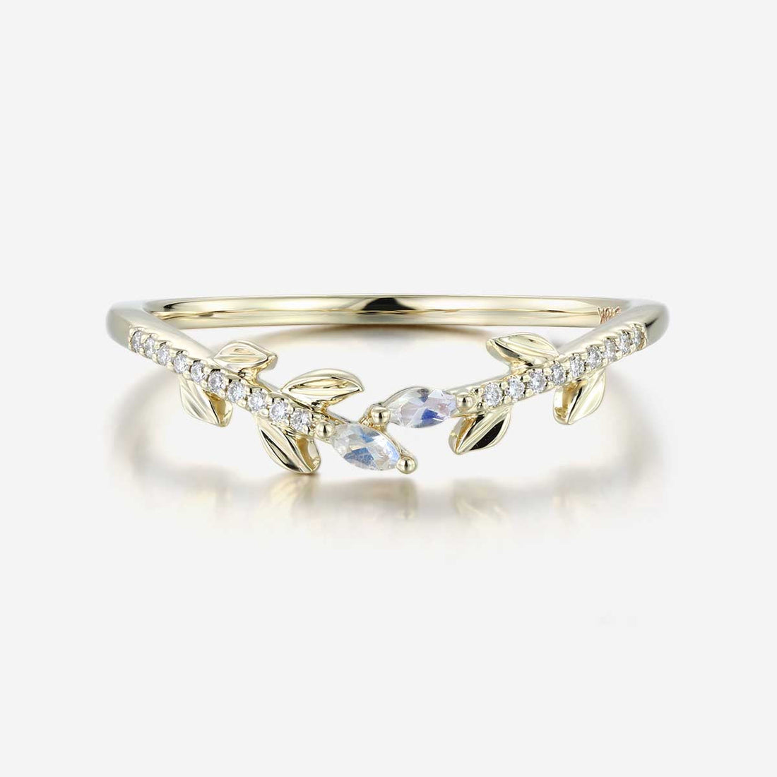 Marquise cut Moonstone Curved Wedding Band