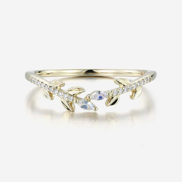 Marquise cut Moonstone Curved Wedding Band