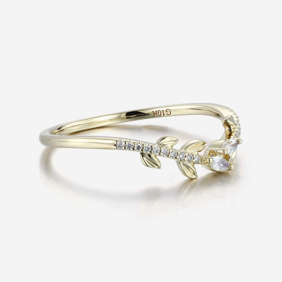 Marquise cut Moonstone Curved Wedding Band