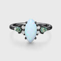 Marquise cut Opal & Moss Agate Solid Gold Engagement Ring