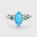 Marquise cut Turquoise & Moss Agate Solid Gold Engagement Ring