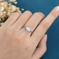 Round cut Moissanite Engagement ring Bridal Set