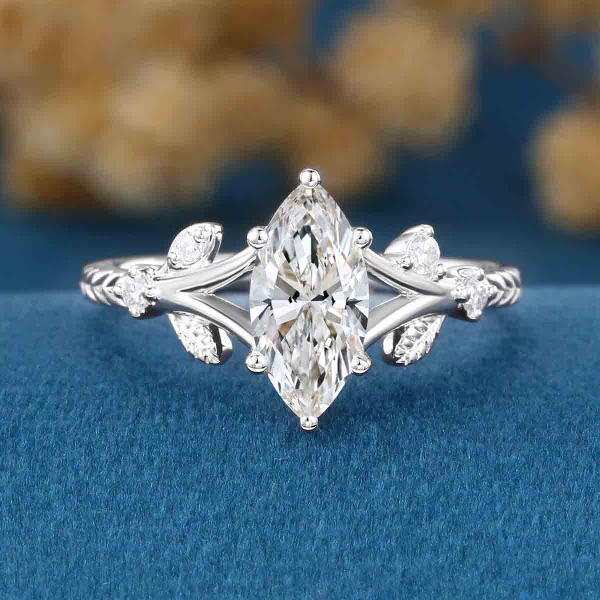 1.0CT~5.0CT Marquise cut Lab Grown Diamond Engagement Ring