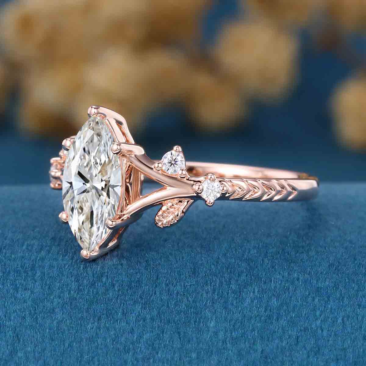 1.0CT~5.0CT Marquise cut Lab Grown Diamond Engagement Ring