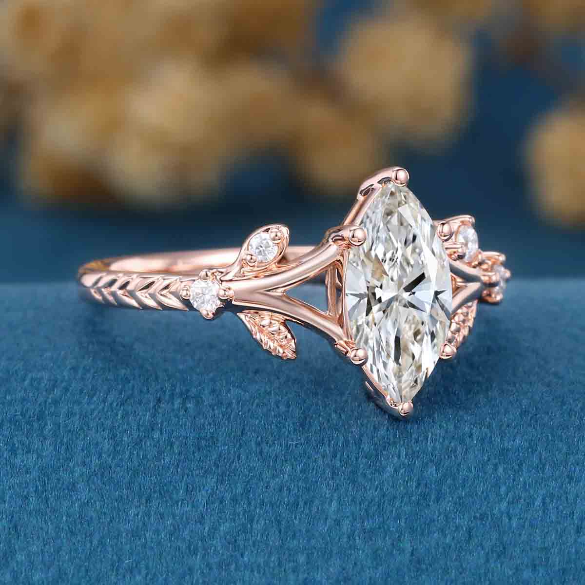 1.0CT~5.0CT Marquise cut Lab Grown Diamond Engagement Ring