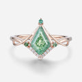 Nature Inspired Kite cut Moss Agate Engagement Ring
