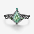 Nature Inspired Kite cut Moss Agate Engagement Ring