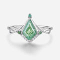 Nature Inspired Kite cut Moss Agate Engagement Ring