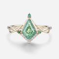 Nature Inspired Kite cut Moss Agate Engagement Ring