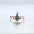 Nature Inspired Kite cut Moss Agate Engagement Ring