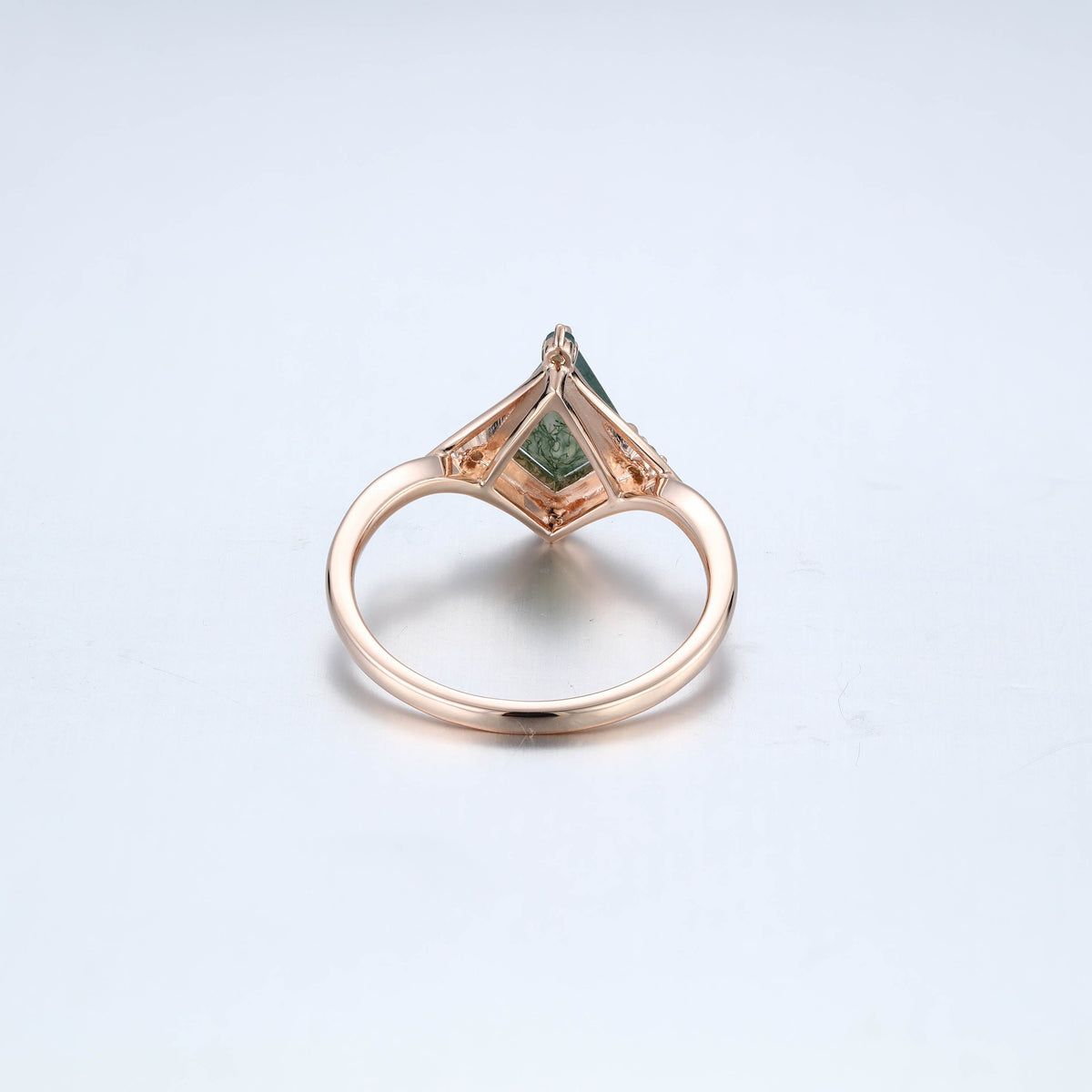 Nature Inspired Kite cut Moss Agate Engagement Ring
