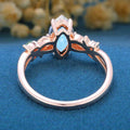 Nature Inspired Marquise Moonstone Engagement Ring Leaf Branch Moss Agarte Bridal