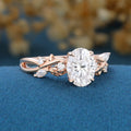 Nature Inspired Oval cut Moissanite Gold Engagement Ring