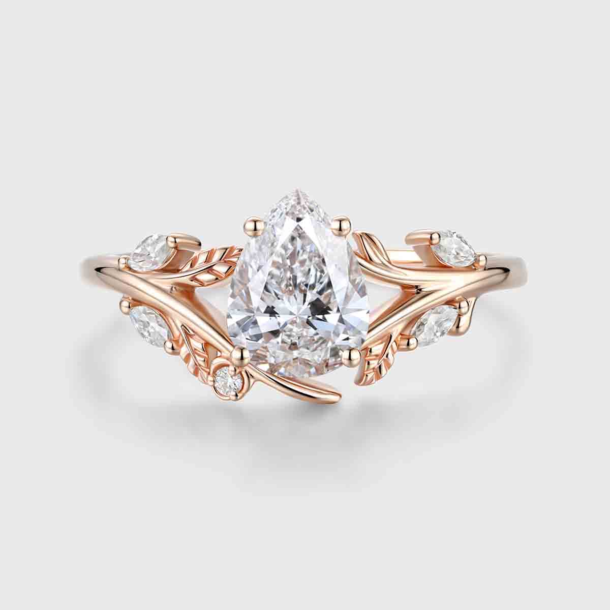 1.0CT~5.0CT Pear cut Lab Grown Diamond Engagement Ring