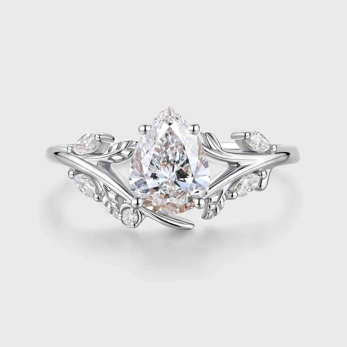 1.0CT~5.0CT Pear cut Lab Grown Diamond Engagement Ring