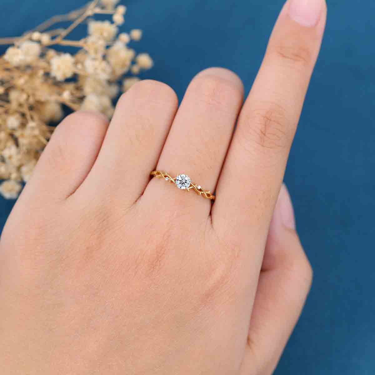 1.0CT~5.0CT Round cut Lab Grown Diamond Engagement Ring