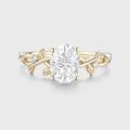 Nature Inspired Oval cut Moissanite Leaf Gold Engagement Ring