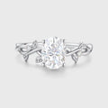 Nature Inspired Oval cut Moissanite Leaf Gold Engagement Ring