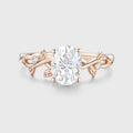 Nature Inspired Oval cut Moissanite Leaf Gold Engagement Ring