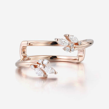 Nature Inspired moissanite | Diamonds Leaf branch stacking Gold wedding ring
