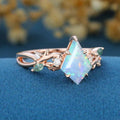 Nature inspired Kite Opal engagement ring & Moss agate ring