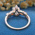 Nature inspired Kite cut Moissanite Engagement Ring leaf branch design