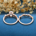 Oval Cut Moissanite Bridal Ring Set Nature Inspired Leaf Ring Set