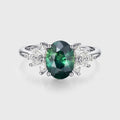 Oval Blue Green Sapphire Cluster Engagement ring