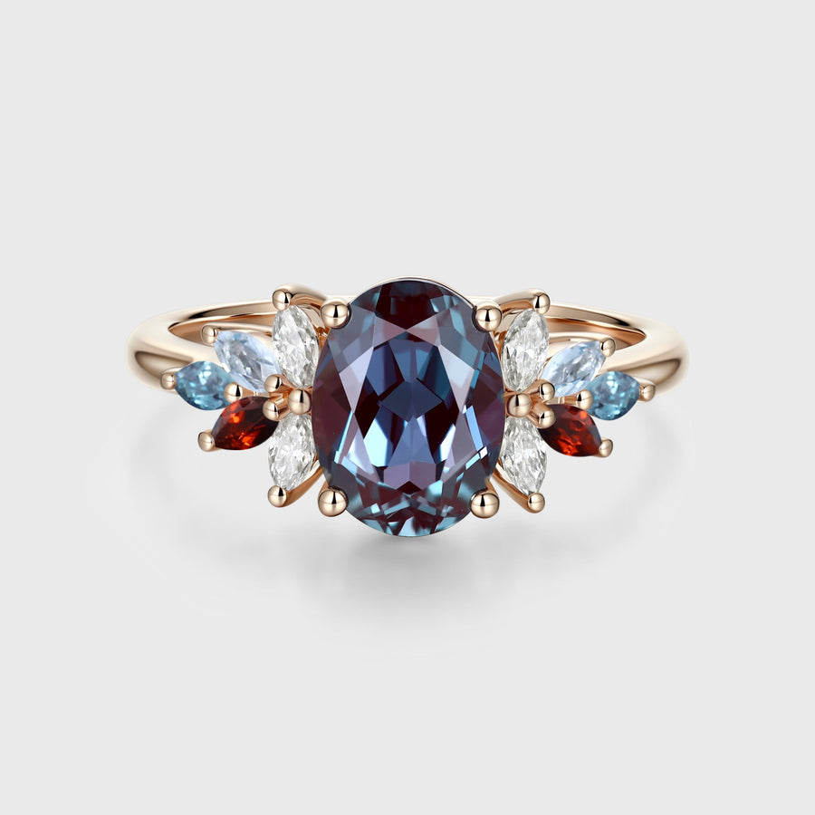 Oval cut Alexandrite Engagement ring