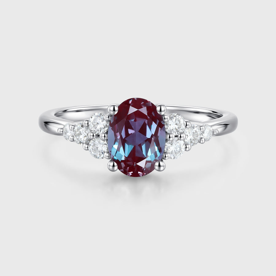 Oval cut Lab Alexandrite | Diamond Engagement ring