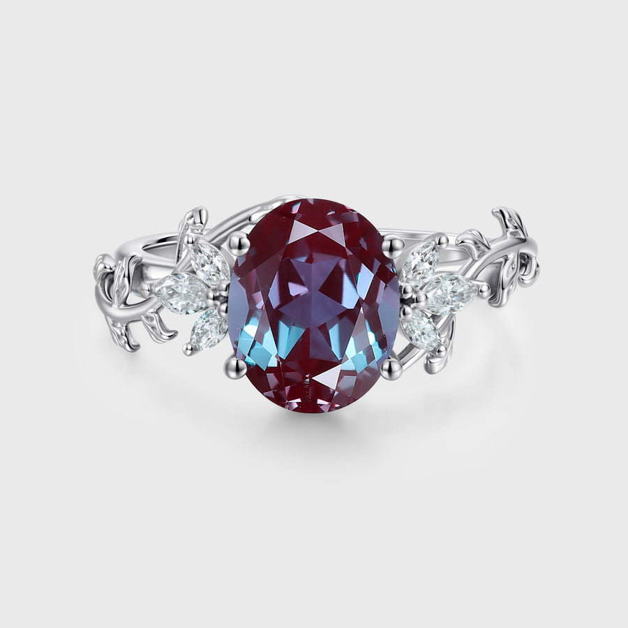 Oval cut Lab Alexandrite Engagement ring