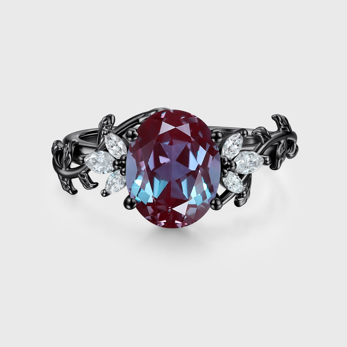 Oval cut Lab Alexandrite Engagement ring