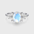 Oval cut Moonstone Cluster Engagement ring