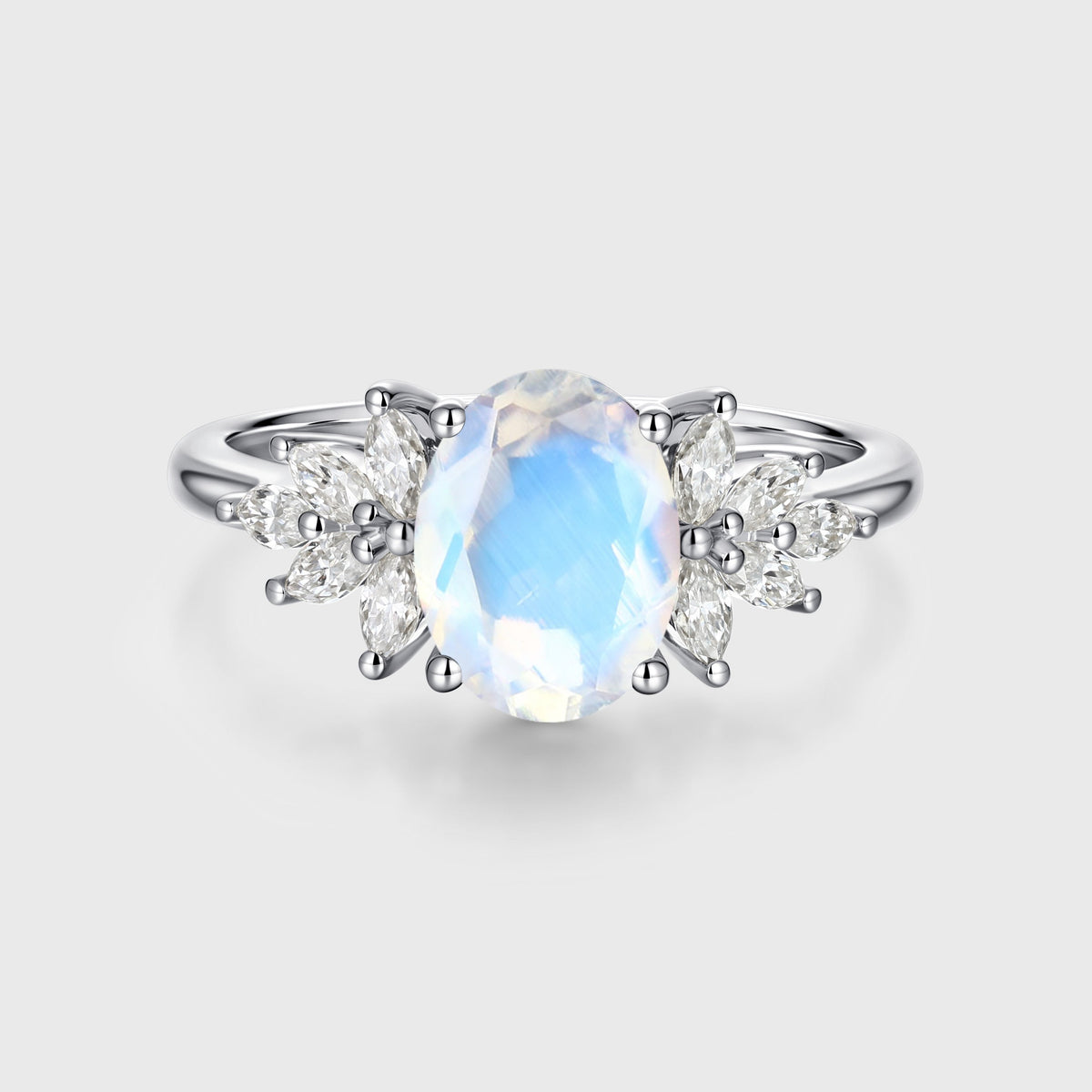 Oval cut Moonstone Cluster Engagement ring