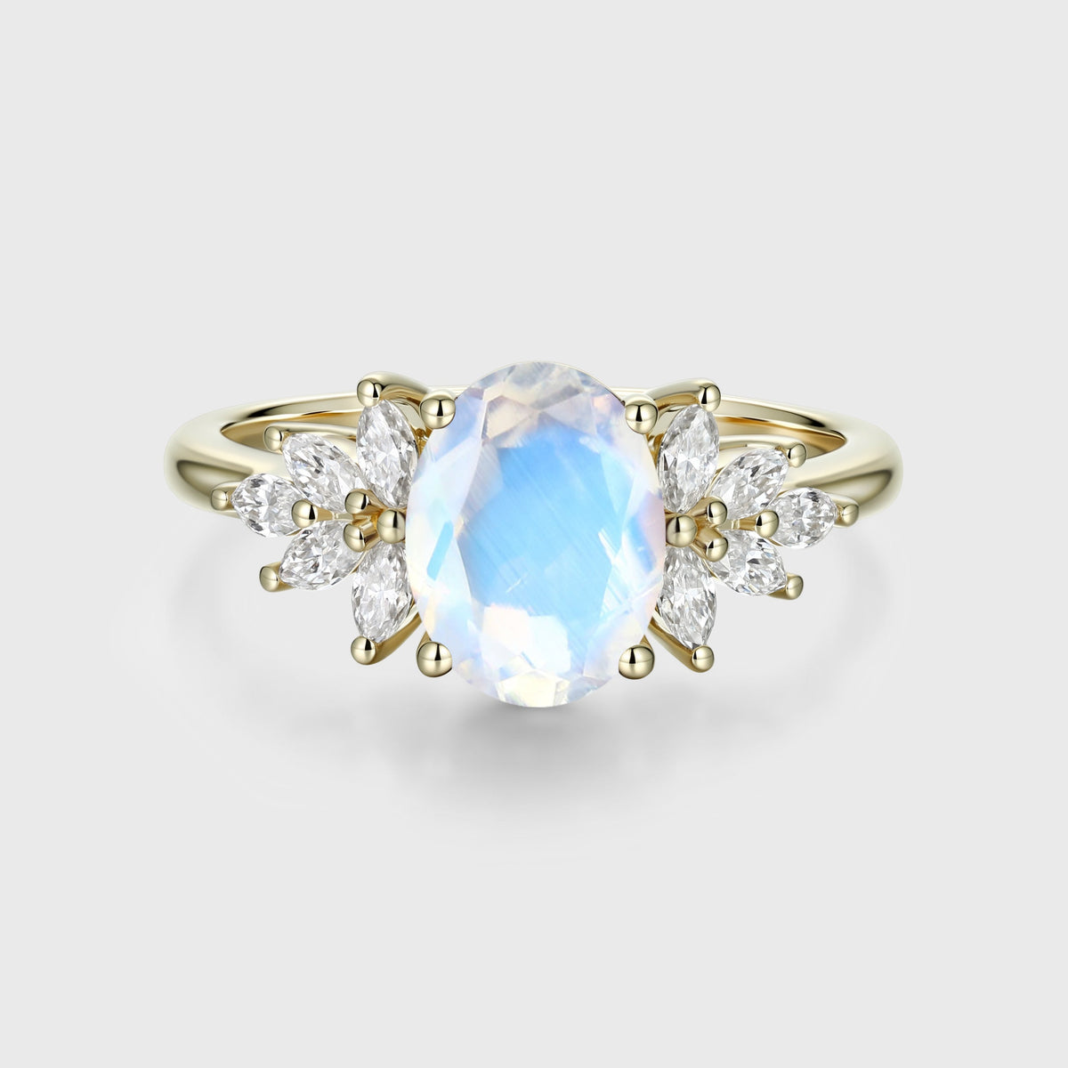 Oval cut Moonstone Cluster Engagement ring