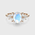 Oval cut Moonstone Cluster Engagement ring