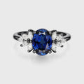 Oval cut Sapphire Cluster Engagement ring