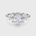 Oval cut White Sapphire  Cluster Engagement Ring