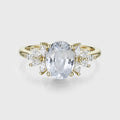 Oval cut White Sapphire  Cluster Engagement Ring