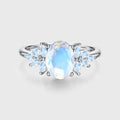 Oval cut moonstone cluster Engagement ring