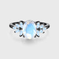 Oval cut moonstone cluster Engagement ring