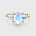 Oval cut moonstone cluster Engagement ring