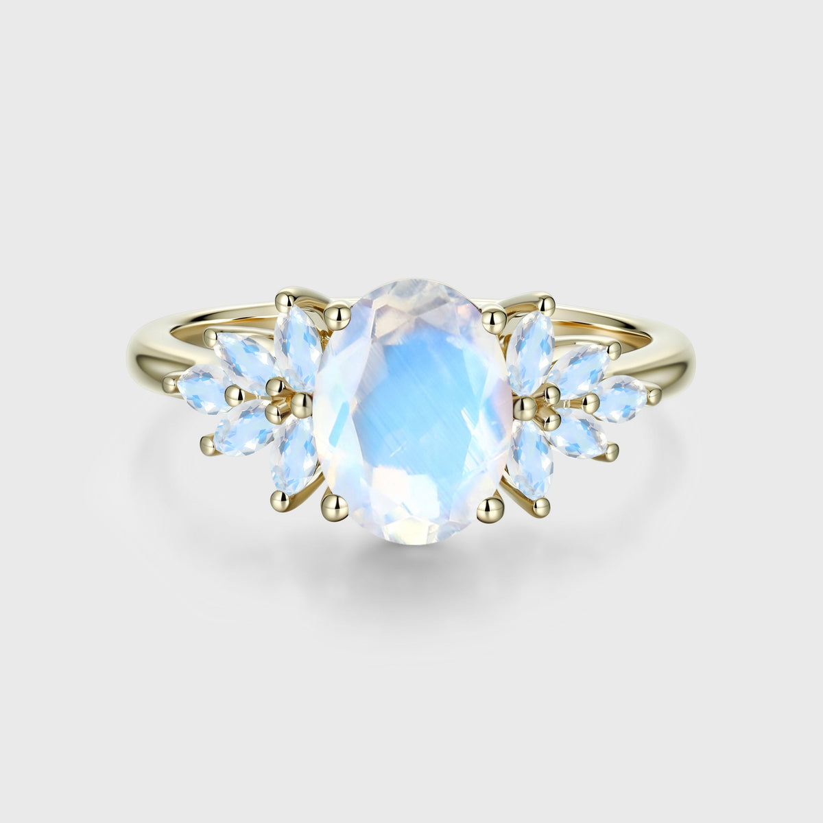 Oval cut moonstone cluster Engagement ring