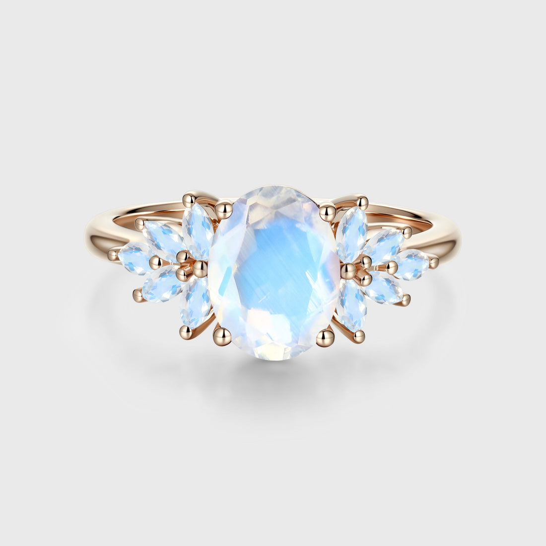 Oval cut moonstone cluster Engagement ring